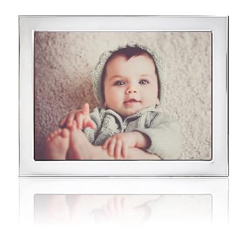Accenti Personalized 925 Sterling Silver Canva 5X7 Picture Frame, Custom Engraved Sterling Silver Tabletop Picture Frame, With Mahogany Wood Back #TOP1