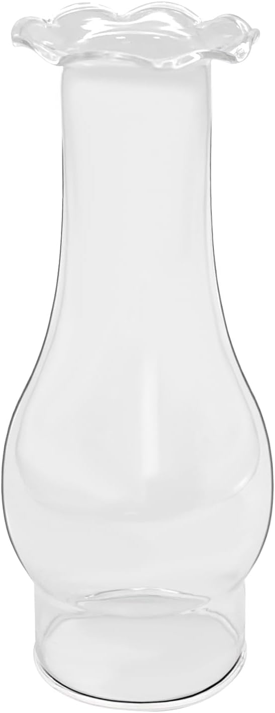 Oil Lamp Chimney Replacement 3 Inch Base x 8 Inch Kerosene Glass Lamp Shade Globe, Clear Glass Oil Lamp Parts, Crimped Top Hurricane Lamps Shade Cover, Glass Chimney Cover for Oil Lamps