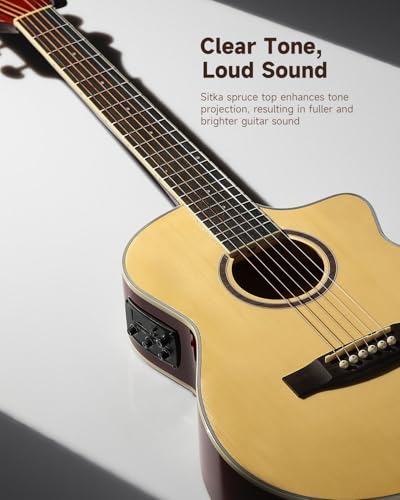 Donner 3/4 Acoustic Electric Guitar 36'' with Built-in Pickup & Tuner - image 4