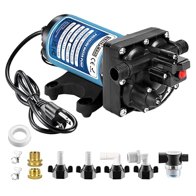 WASSERMANN Water Pressure Pump 115 Volt AC 5.5GPM 60PSI,Water Pump Self Priming Diaphragm Pump with Pressure Switch for Kitchen Bathroom Marine Yacht Garden