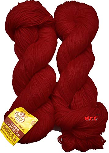 Image of M.G Enterprise Os wal Knitting Yarn 3 ply Wool, Red 300 GMS Best Used with Knitting Needles, Crochet Needles Wool Yarn for Knitting.-M Art-AJ