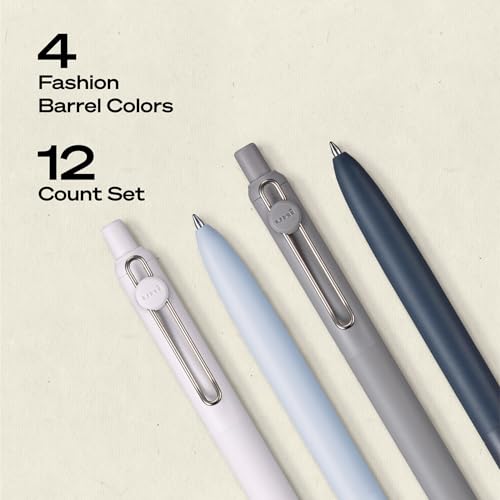 Image of Uniball Zento Gel Ink Rollerball Pens, 12 Black Medium Tip Smooth Writing Pens, Colored Japanese Pencils, Zen Colors