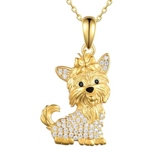 Nœud Yorkshire doré avec strass, le cadeau d’anniversaire parfait pour dog lover