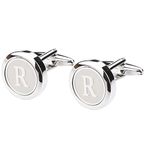 image for Dannyshi Mens Classic Stainless Steel Initial Cufflinks 26 Alphabet In