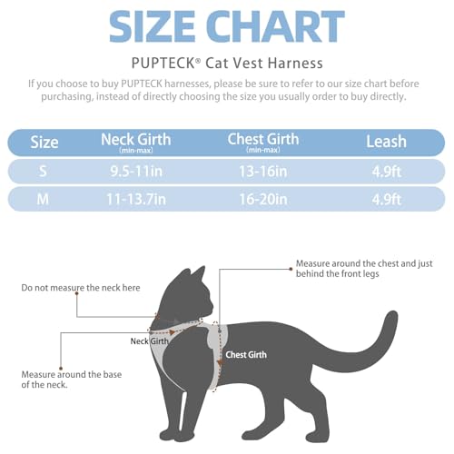 PUPTECK Conjunto de arnês e coleira para gatos - colete ajustável à prova de fuga para gatos pequeno