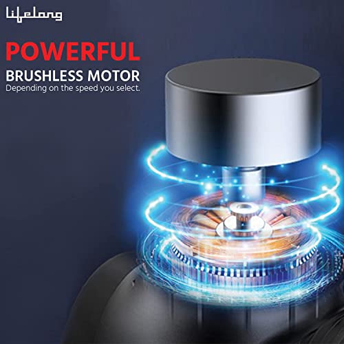 Image of Lifelong Gun Massager | Percussion for Full Body Pain Relief | 6 Heads | LED Touch | 30 Speed Levels | 1 Year Warranty (LLGM09, Black)