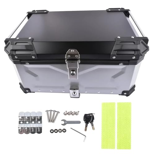 Top case moto étanche aluminium AP03 grand coffre arrière bagages argent