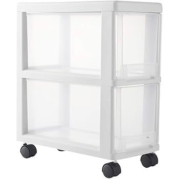 Amazon Com Yiya Plastic 2 Storage Drawers Narrow Cart Transparent Drawers And Black Casters Rolling Storage Cart Slim Container Cabinet Home Kitchen