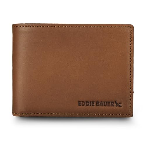 Eddie Bauer Men Rugged Bifold Wallet | Money Clip | RFID Protection | Id Window | Leather | EDC
