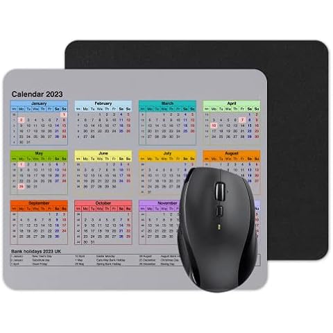 Calendar 2023 Mouse mat pad for UK with Holiday Non Slip PC Desktop Laptop (Grey) Cover