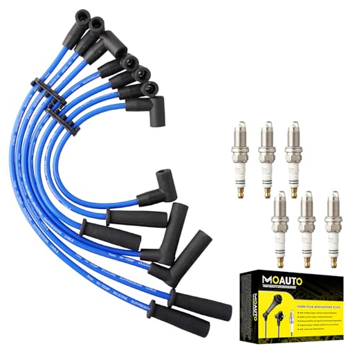MOAUTO Set of 6 PCS Iridium Spark Plugs Wire Set 671-6128