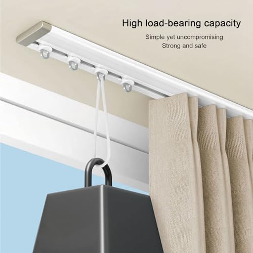 Ultra-Thin Aluminum Track Ceiling Mount Rail Set for Room Divider, Anti-Light Leakage, Perfect for Cabinets, Closets, Bathrooms & Showers (Champagne, 250cm/8.2ft)