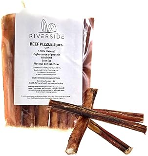 Riverside Bulls Pizzle Sticks for Dogs - 12cm Thick Bully Stick - Long Lasting Natural Dog Chews - Low Fat, High Protein, Hypoallergenic No Hide Dog Chew Great for Dental Health (5)