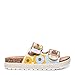 Wild Diva Women's Double Buckle Floral Crochet Cork Flat Sandals (Yellow, 10)
