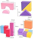 MOBU Bâtir des blocs pour les jeunes enfants 1 3 50pcs Blocs mous & Sac de rangement pour enfant, Blocs de mousse tranquille, Endoor Outdoor Play, Stacking Blocks, Ensemble de jouets de bain bébé, Jouets de construction d'apprentissage précoce, pour les garçons filles