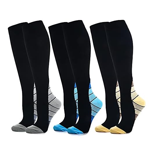 Kuzimua 3 Pares Calcetines/ Medias de Compresión para Hombres y Mujeres, Running, Deporte, Correr, Senderismo, Volar, Viajar, Varicosas, Embarazo y Médicos (Mezcla, m)