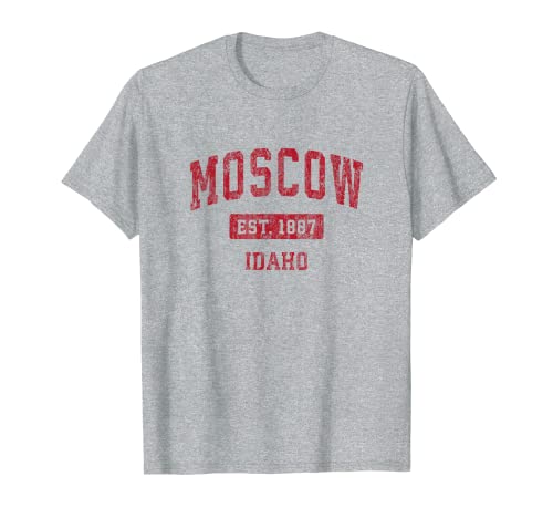 Moscow Idaho ID Vintage Diseño Deportivo Rojo Camiseta