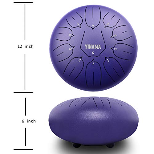 Yinama Steel Tongue Drum Percussion Instrument 11 Notes 12 inches - Thumbnail 2