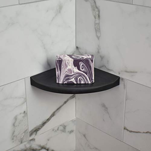 Questech Décor 5 Inch Shower Soap Dish, Wall Mounted Soap Dish Corner Shower Shelf, Retrofit Shower Caddy For Tiled Shower Walls, Bathroom Corner Shelf, 5 Inch Metro Flatback, Graphite Black #TOP3