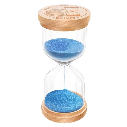 ABXKZ 10 Minute Sand Timer, Wooden Hourglass Sand Clock, Small Wood Blue 10 Min Hour Glass,...