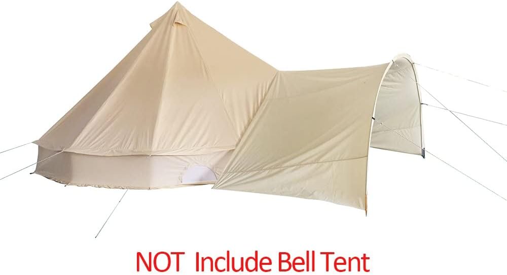 UNISTRENGH Bell Tent Awning Canopy Outdoor Tent Sunshade Tarp for Camping Hiking Beach Travel Party Beige 3M/4M/5M/6M Tent Accessory (Round Awning for 4M/5M/6M)
