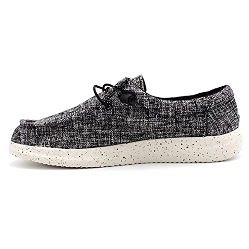 Mens Hola Canvas Upper Fashion Slip On Black Woolen Loafers4