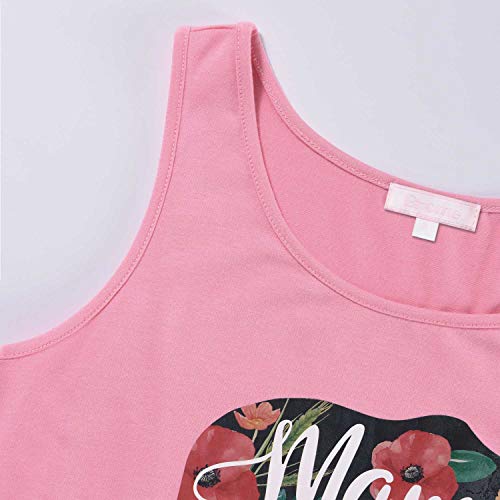 Maternity Tank Top Sleeveless Basic Layering Shirt Mama Bear Pregnancy Tshirt Pink Floral Mama Bear L #TOP2