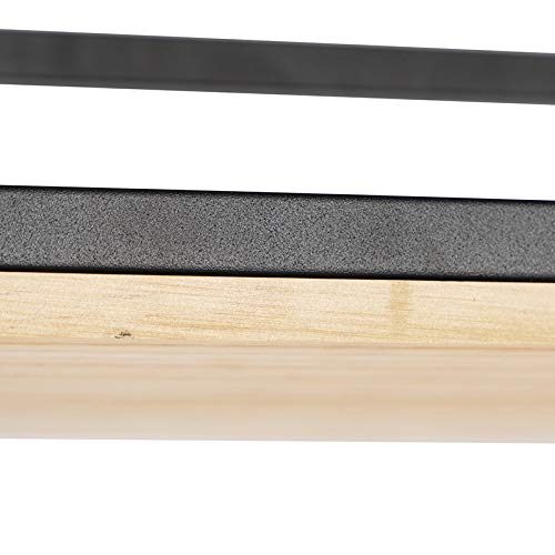 Qazqa Esstisch Industrie Pendelleuchte, Pendellampe - Shelf - Schwarz, Rechteckig, Holz, 5-flammig, 100cm, Ideal als Esszimmerlampe und Wohnzimmerlampe