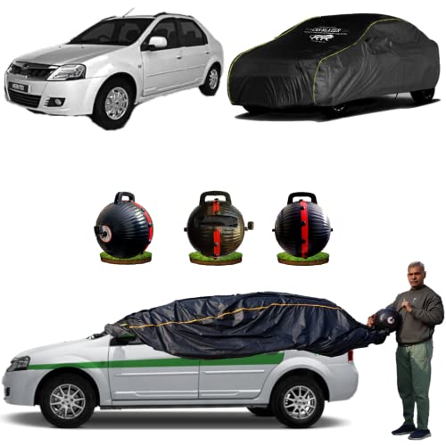 Image of CARBLAZER Portable & Semi-Automatic Full Body Car Covers: Heavy Duty Device| Anti-Theft| Dust & Scratch Proof | Water & Wind Resistant|Custom Fit| Dual-Side Cover, Compatible for Mahindra Verito