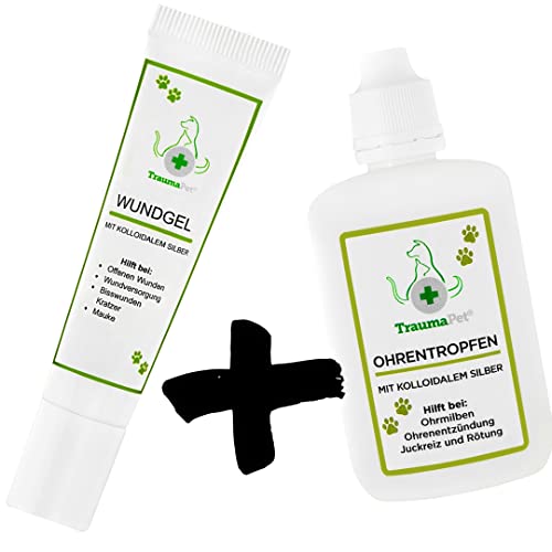 Ohrentropfen 50 ml+ Wundgel 15 ml Traumapet mit kolloidalem Silber für Hunde und Katzen Cover