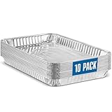 PLASTICPRO Aluminum Pans 10 Pack Disposable Cookie Sheets 9'' x 13'' Baking Pans Premium Quality Heavy Duty...
