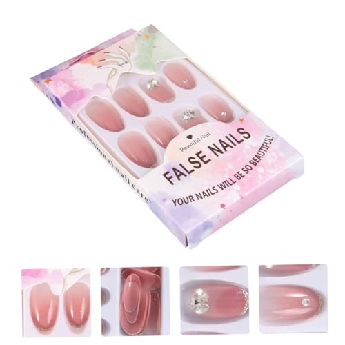 Beaupretty 1 Strass Unhas Postiças Nude Unhas Postiças Brilhantes Cobertura Completa Unhas Caixão Un