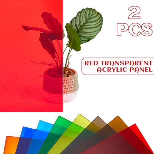 Image of Roowest 2 Pcs 18 x 24 Inch Acrylic Sheet 3 /16 inch Thick Acrylic Board Panel for Crafts Art Display Painting Shelf DIY Wedding Signs Cut to Size(Red)