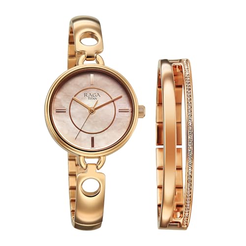 Image of Titan Raga Contempore Quartz Rose Gold Round Dial Men's Watch | Brass Solid Link Strap Material | Watches for Man | Watches for Men Analog - 2774WM01F