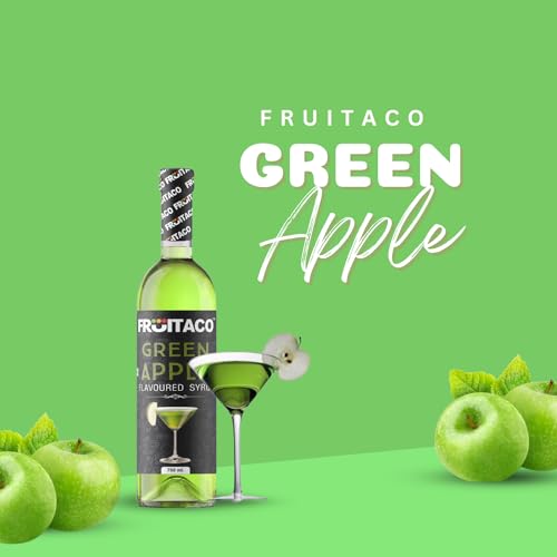 Image of Fruitaco Green Apple Syrup: Perfect Mixer For Enhancing Mocktails & Cocktails, Drinks, And Mojitos At Parties, Syrup Conveniently Packaged In A 750Ml Bottle For All Your Mixing Needs | Non-Alcoholic