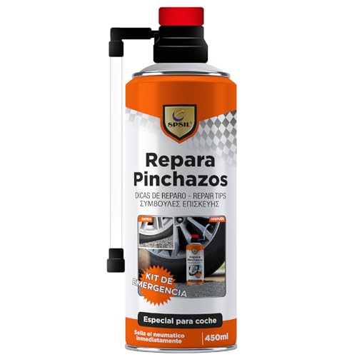 SPSIL Kit Liquido Antipinchazos Repara Pinchazos para Coche Moto Bicicleta Sellador Neumaticos Tubeless Reparación Rápida sin Desmontar Emergencia Viaje Caravana Rueda 450ml