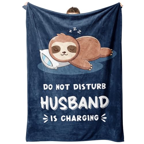 Funny Gifts for Husband, Husband is Charging Sloth Blanket, 60" x 50" by Leebbsin - Used condition - US$18.04