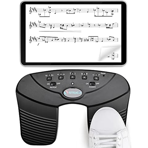 Bluetooth Page Turner, Potuem Wireless Page Turner Pedal USB Rechargeable Sheet Music Reading Controller for Phone Tablets, Universal for Multiple Instruments Cover