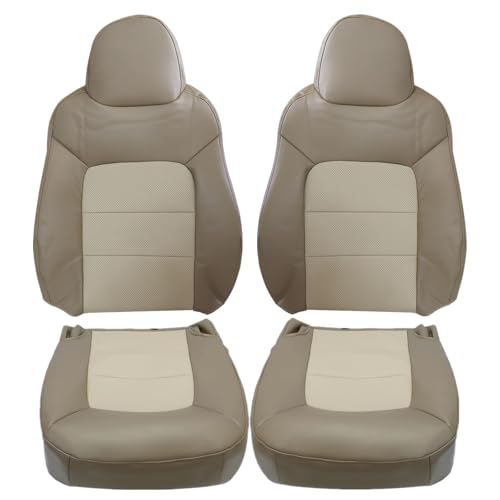 NLQR Front Driver and Passenger Side Bottom & Top Lean Back Replacement Seat Covers Tan Microfiber Leather Compatible with Ford Expedition 2003 2004 2005 2006