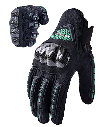 CHANGEMOORE Guantes de Moto Verano, Transpirables para Motocicleta con Dedos Completos Acolchados para Pantalla Táctil Verde M Cover