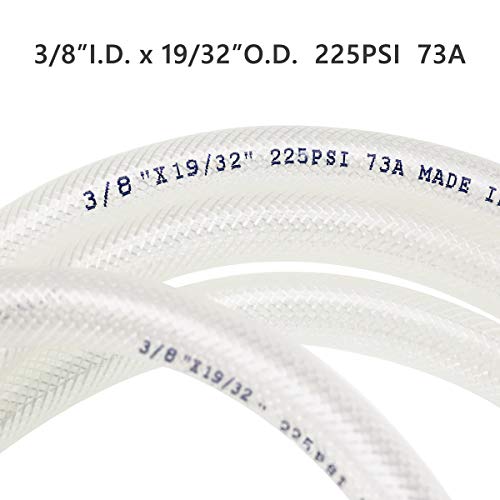 3834 id x 25 ft high pressure braided clear pvc vinyl tubing flexible vinyl tube heavy duty reinforced hose tubing bpa free and non toxic