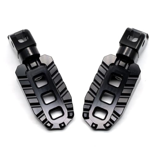 Image of MZS Motorcycle Rider Foot Pegs for Tiger 850 /900 /1200,Scrambler 900 /1200 | Dual Rotating Adjustable, MX Front Footrest, Serrated Anti-slip, Black CNC Aluminum Footpegs , fits Adventure Scrambler Bike