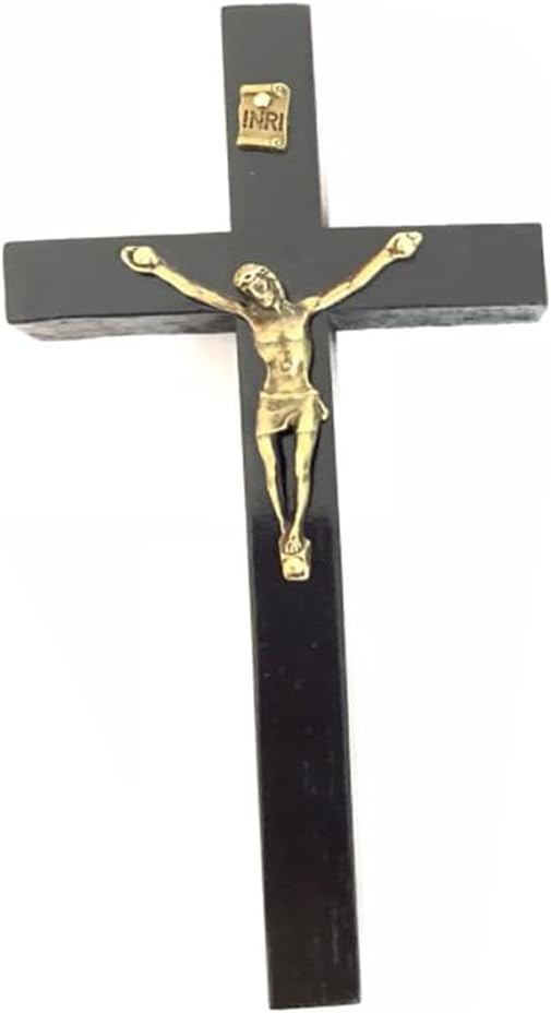 QYEW Crucifix Wall Cross Plaque Wall Hanging Catholic Crucifix Ornament to Decorate the Living Room, Study, Office Black