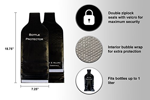 Protetor de garrafa de vinho reutilizável para viagem (pacote com 4) – Sacos de vinho com almofada i