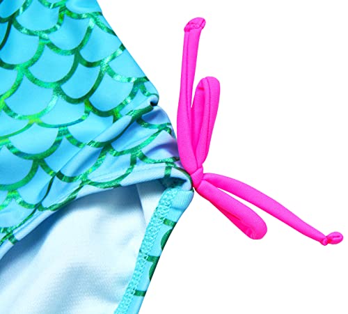 Jimmy Baha·mas Girls 1 Piece Sport Swimsuits With Cross Back Strap Colorful Fish Scales Print And Two Cute Bow Decorations #TOP5