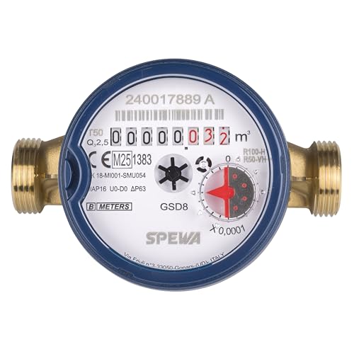 SPEWA Wasserzähler geeicht 3/4 Zoll/QN 1,5 Kaltwasser/BL 110 mm/Wasseruhr geeicht 2025 / beste Messgenauigkeit