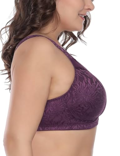 Deyllo Sutiã minimizador confortável plus size cobertura total sem aro não acolchoado, Roxa, 46G