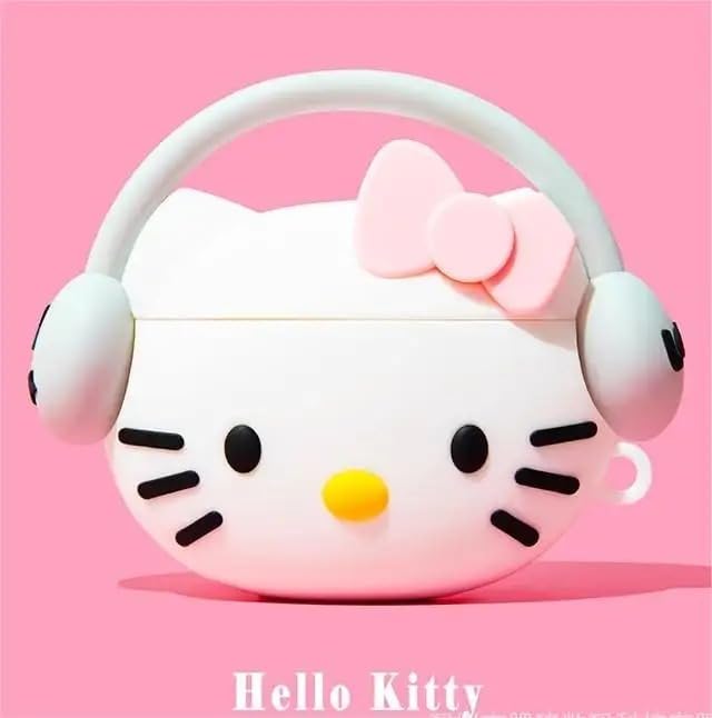 Image of Silicone Case Compatible for Apple Airpods 4 (2024) Cute Design for AirPods 4 with Active Noise Cancellation (ANC) with Keychain Hook Shockproof Protective Case (Cool Kitty)