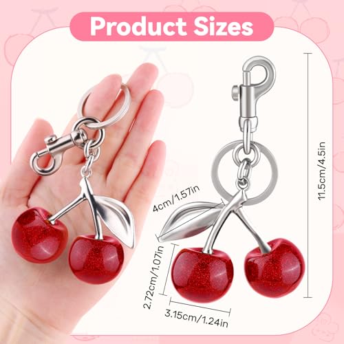 Image of TINKRSTUFF Cherry Bag Charm Cute Key Chains Cherry Purse Charms for Handbags, Strawberry Keychain Best Gifts