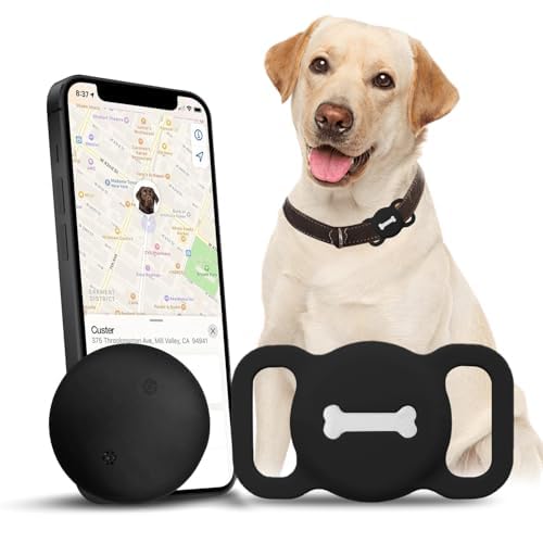 Nasuanata Localisateur pour Chiens, Traqueur de Position pour Animaux de Compagnie avec Coque en Silicone, sans GPS Dispositif Tracker de Chien Fonctionne avec Find My (iOS Uniquement) (Noir)